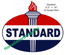 Standard Oil Station Cutout Shape Sign, Flat Metal Wall Garage Art HDGA
