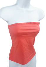 Junior Large Stretch Tube Top Coral Orange Jersey Knit Crop Strapless