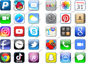 30 X Iphone Ipad App Icone Comestibles Riz Tranche Papier Anniversaire Cupcake Gateau Toppers Ebay