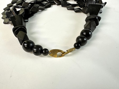 Vintage Monies Black Fallen Horn Multi Strand Necklace by Gera Lynggaard - Picture 9 of 11
