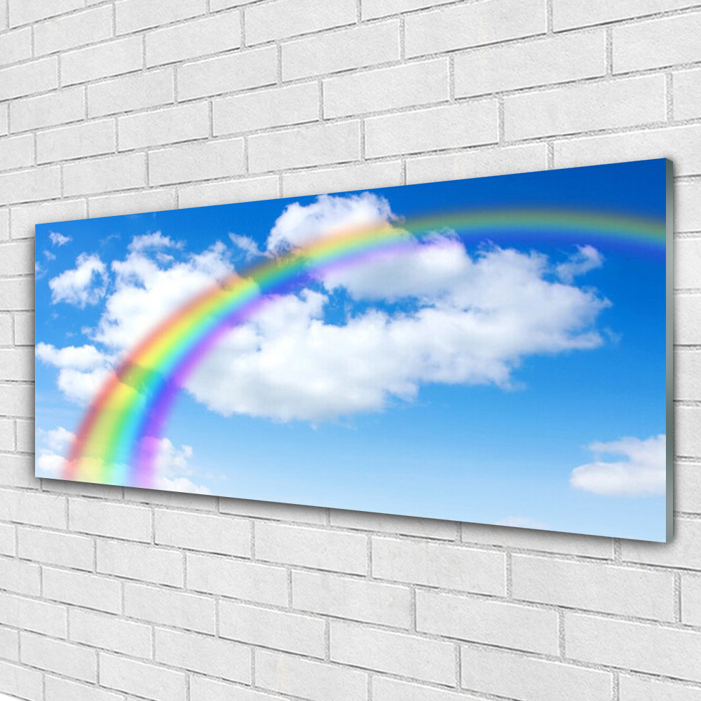 Tableau arc-en-ciel sur verre 125x50 cm pour éclairer un salon sombre et triste