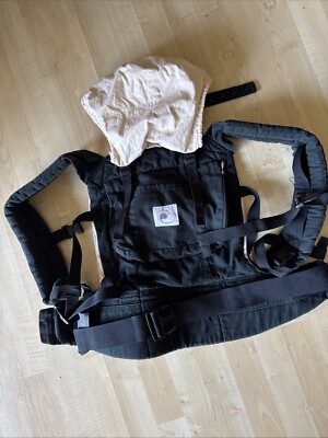 Ergo Baby Original Carrier Black W/ Camel Sun Cover Zip Pouch Multiple Positions
