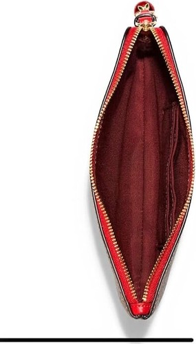 NWT NEW Coach Large Corner Zip Wristlet Signature Canvas Strawberry Charm CH596 - Picture 2 of 3