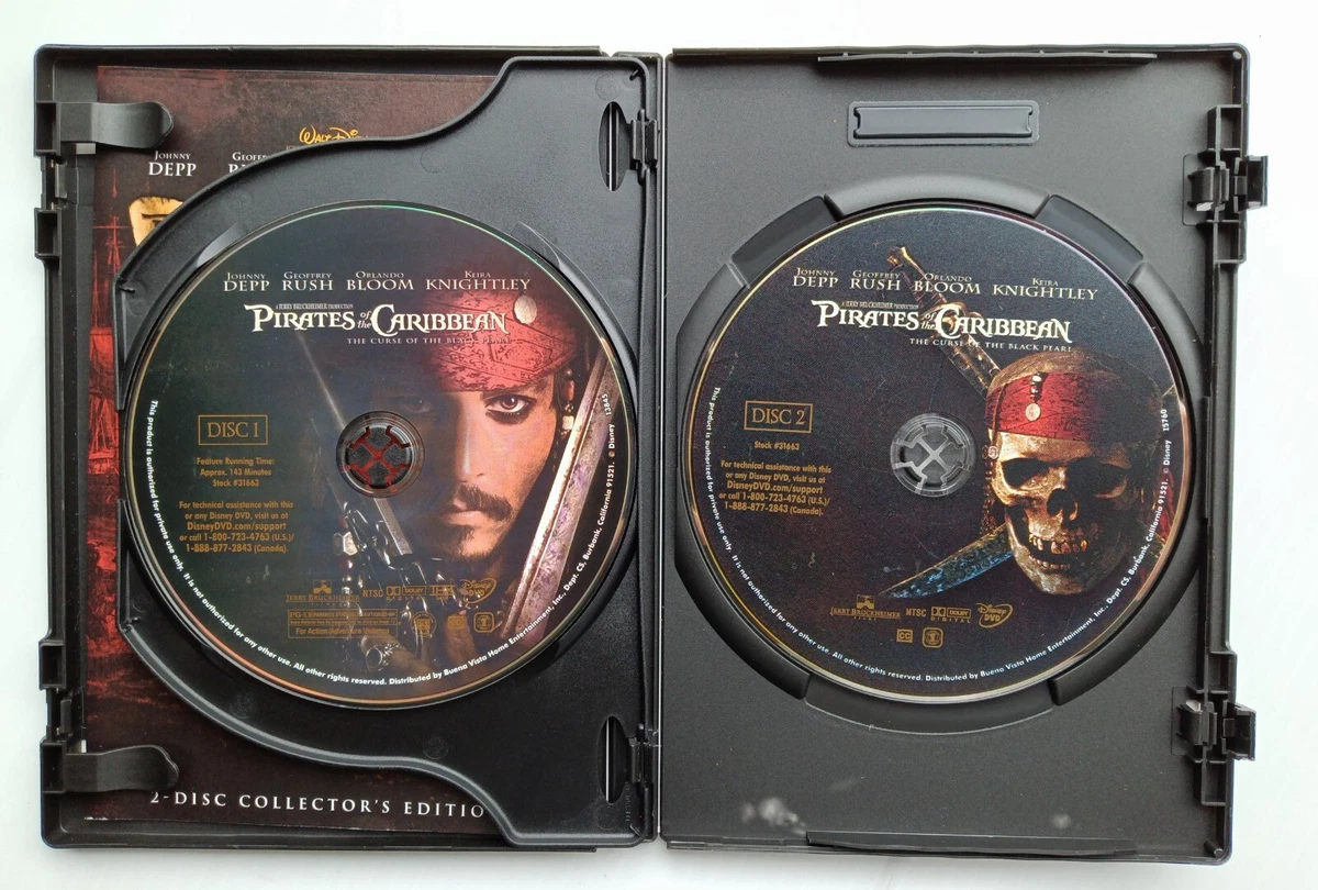 Pirates of the Caribbean: The Curse of the Black Pearl (DVD, 2003, 2-Disc) New! 786936224306
