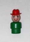 Vintage Fisher Price Little People Green Wood Farmer Cowboy Whoops or Rare