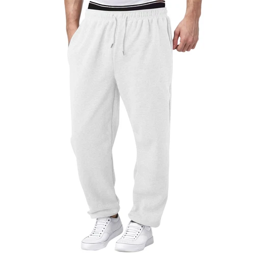 Herren Fleece gefütterte Jogginghose weites gerades Bein Hose unten Sweatpants Jogger - Bild 53 von 54