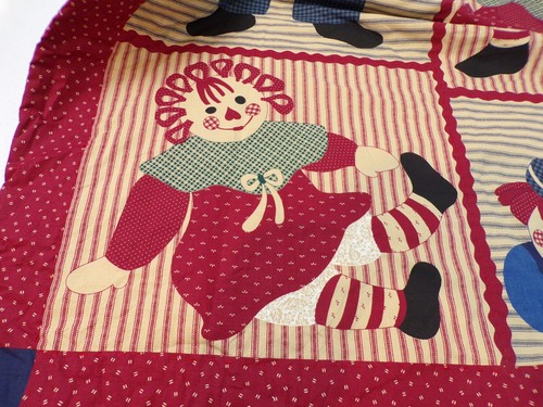 Vintage Raggedy Ann & Andy Handmade Baby Blanket Lap Blanket 32x31 - Picture 4 of 10
