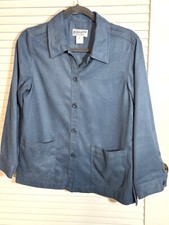 Pendleton Women Jacket Blue Button Front Pockets Petite Size 6 EUC