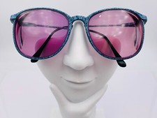 Vintage Anthony Martin AM107 Marble Blue Metal Oval Sunglasses Japan FRAMES ONLY