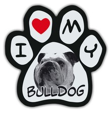 Picture Paws  Dog Paw Shaped Magnets: I LOVE MY BULLDOG  Car Magnet