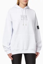 PE Nation Womens White Cotton Endurance Long Sleeve Hoodie Sweatshirt sz S