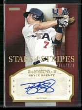 2013 Panini USA Baseball Stars & Stripes #BTZ Bryce Brentz /873 Auto Red Sox
