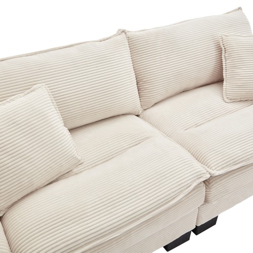 Multi-Room Use Corduroy Sofa Sleeper Loveseat w/Pillows & Deep Seat - Beige - Picture 11 of 22