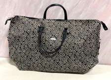 DVF Diane Von Furstenberg geometric canvas weekender bag black grey