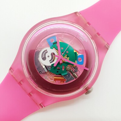 2012 Swiss Made Pink Jelly Style Swatch Skeleton Watch for  display picture 1