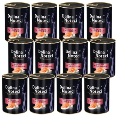 12x400 g DOLINA NOTECI Premium mit Lachs Nassfutter getreidefrei adulte Katzen