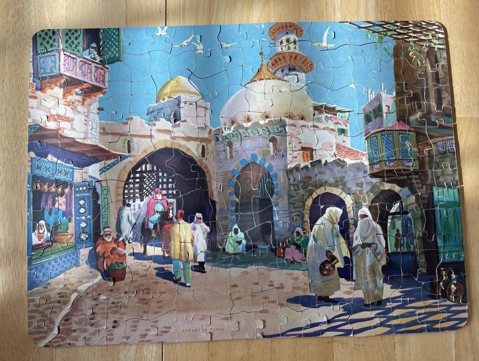 Vintage RARE 1933 Jigger Jig Saw Puzzle Road To Baghdad Streets Of