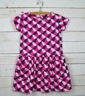Girls TEA Collection Sz 7 Dress Drop Waist Pink Navy White Argyle Bird ...