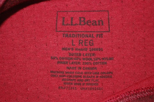 L.L. Bean River Driver Wool Shirt Mens Large Henley Thermal Canada Burgundy Red - Picture 5 of 6
