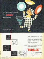 ADVERTISEMENT ADVERTISING 106 1958 Duralex Saint-Gobain by Camps glass plates