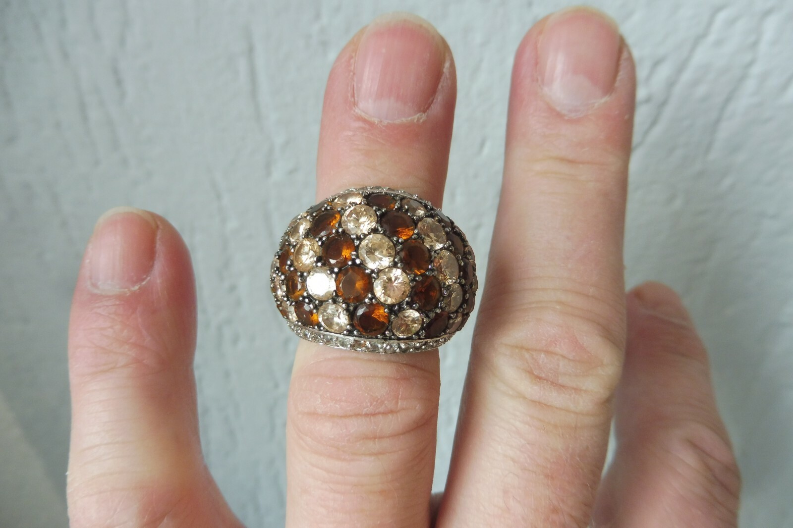 Beautiful, Large, Solid Ring, 925 Silver with Cut… - image 1