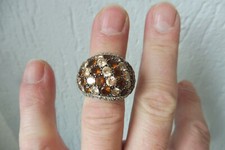 Beau, Grand, Massif Anneau, 925 Argent Avec Des Pierres Taillées