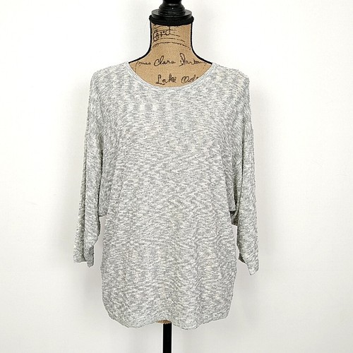 NWT Kensie Womens sz XS Top Gray Cloudy Combo 3/4 Sleeve Round Neck Pullover - Picture 1 of 9