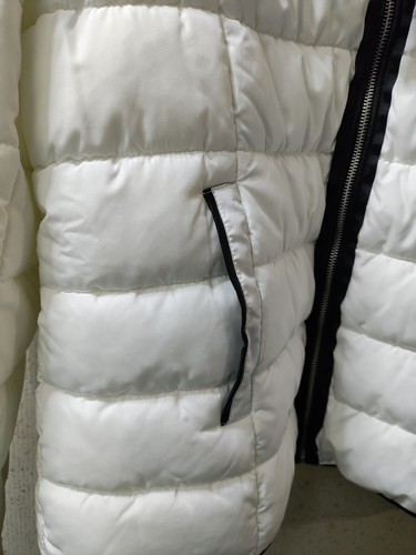 Mark Alan New York Puffer Jacket donna XL bianco pelliccia sintetica orlo foderato - Foto 5 di 16