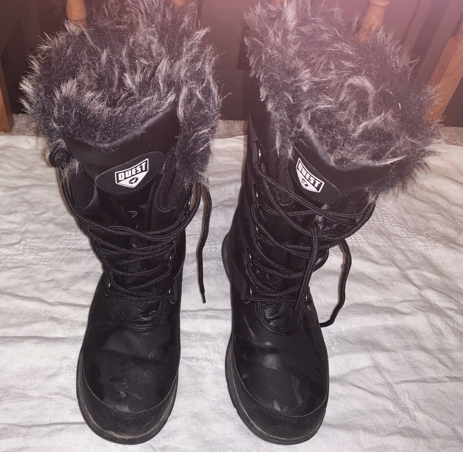 Quest Women's Black Arctic Storm Lined & Fur Trimmed Winter Snow Boots