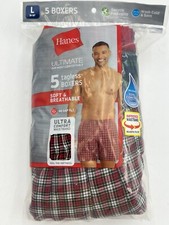 NEW HANES 5 tagless BOXERS shorts SZ L waist 36-38" MENS Tartan Plaids 9575