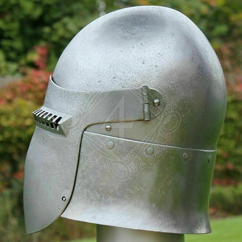 Casco Medieval Torneo Bascinet Hecho de Acero Sólido Calibre 14 - Imagen 3 de 6