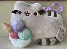Pusheen Cat Plush Ice Cream Sundae Cone Exclusive GUND 5” Backpack Clip NWT