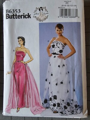 McCall Pattern B6353-E50 Misses' Strapless Dress, Detachable Train and Belt