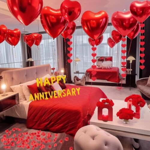 Happy Anniversary Decorations, Romantic Valentines Day Red - Picture 3 of 7