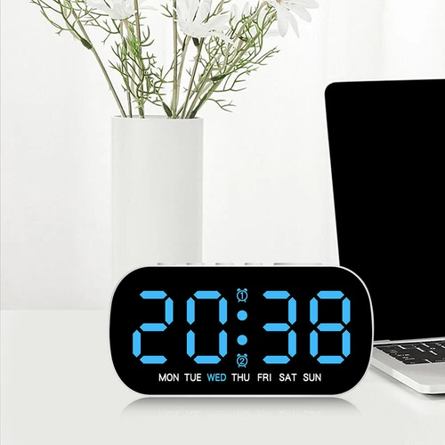 Digital LED Desk Alarm Clock LED Large Display Time Temperature Battery Snooze - Picture 11 of 12