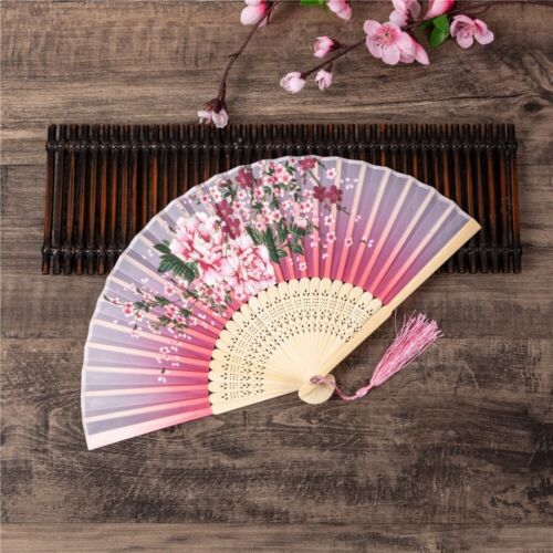 Cherry Blossom Fans Chinese Style Decoration Fans Folding Polyester Bamboo - Picture 1 of 67