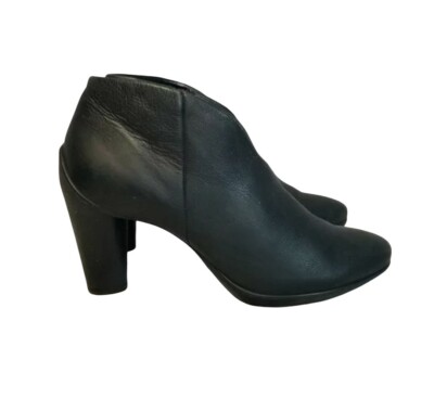Ecco sculpted heel black ankle boots booties womens 