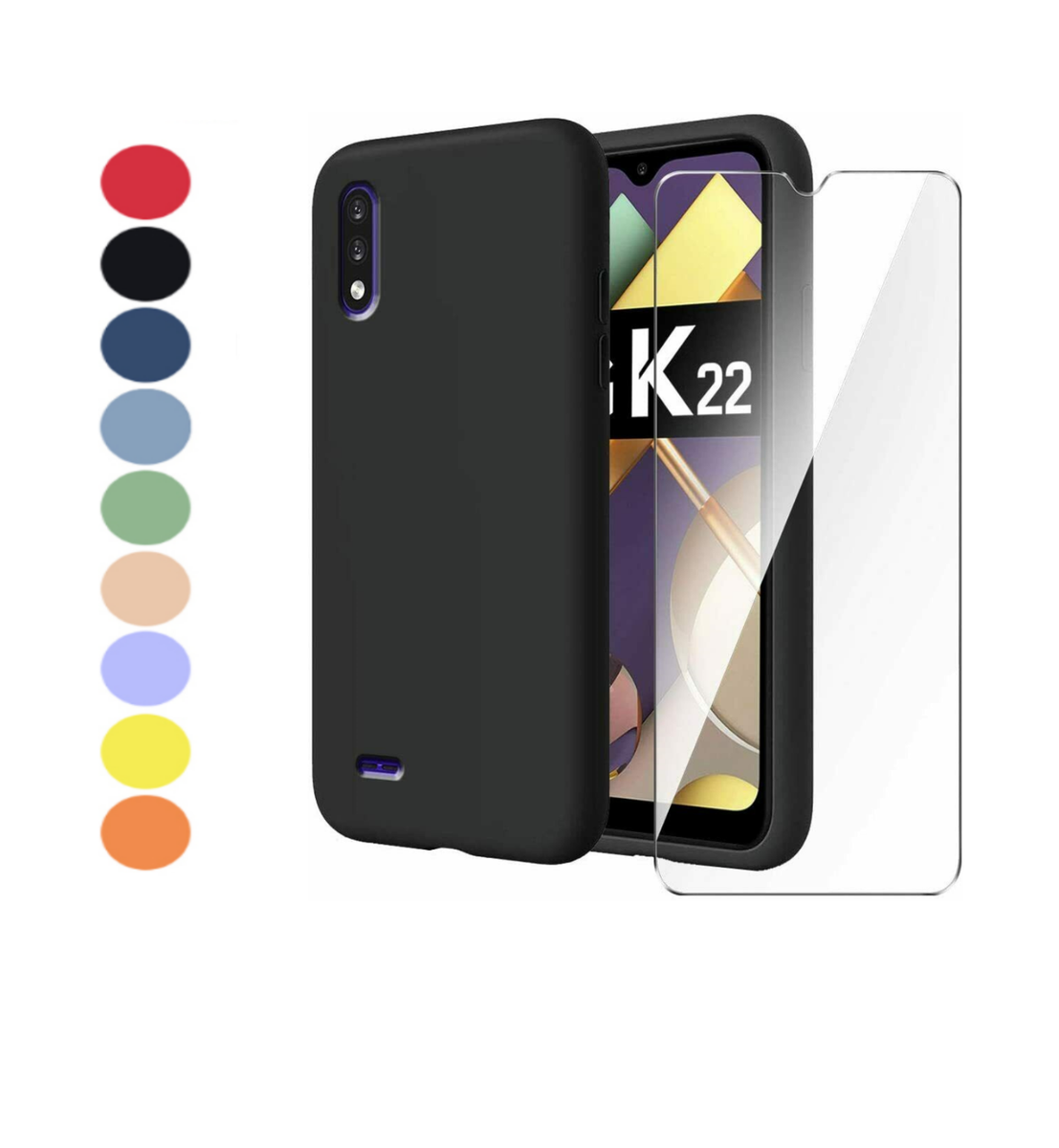 Custodia In Silicone TPU Morbida + Vetro Temperato Per LG K22 / K22 Plus (6,2'') – Cover Flessibile Blu - 2