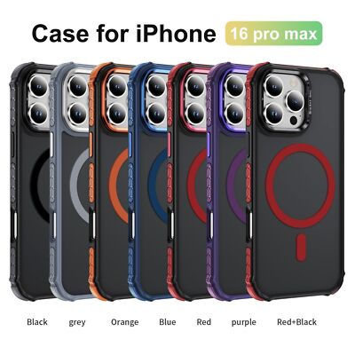 Magnetic PC Shockproof Phone Case For iPhone 16 Pro Max 15 14 13 Tempered Glass