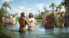 Bautismo de Jesús por Juan el Bautista 6 x 10-3/4 pulgadas IMPRESIÓN