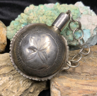 navajo tobacco MUSEUM QUALITY! Very Rare, 1890’s Navajo Sterling Silver Pocket Tobacco  Canteen