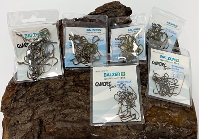 Balzer Camtec Speci Wurm Haken mit Öhr brüniert Gr.1 2 4 6 8 10 Haken lose NEW