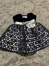 Blueberi Boulevard Toddler Girl Dress 12 Months Navy White Silver bow