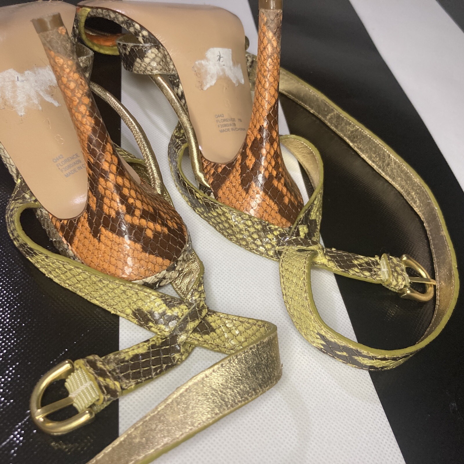 Coach Florence Heels Printed Python Snake Strap S… - image 8