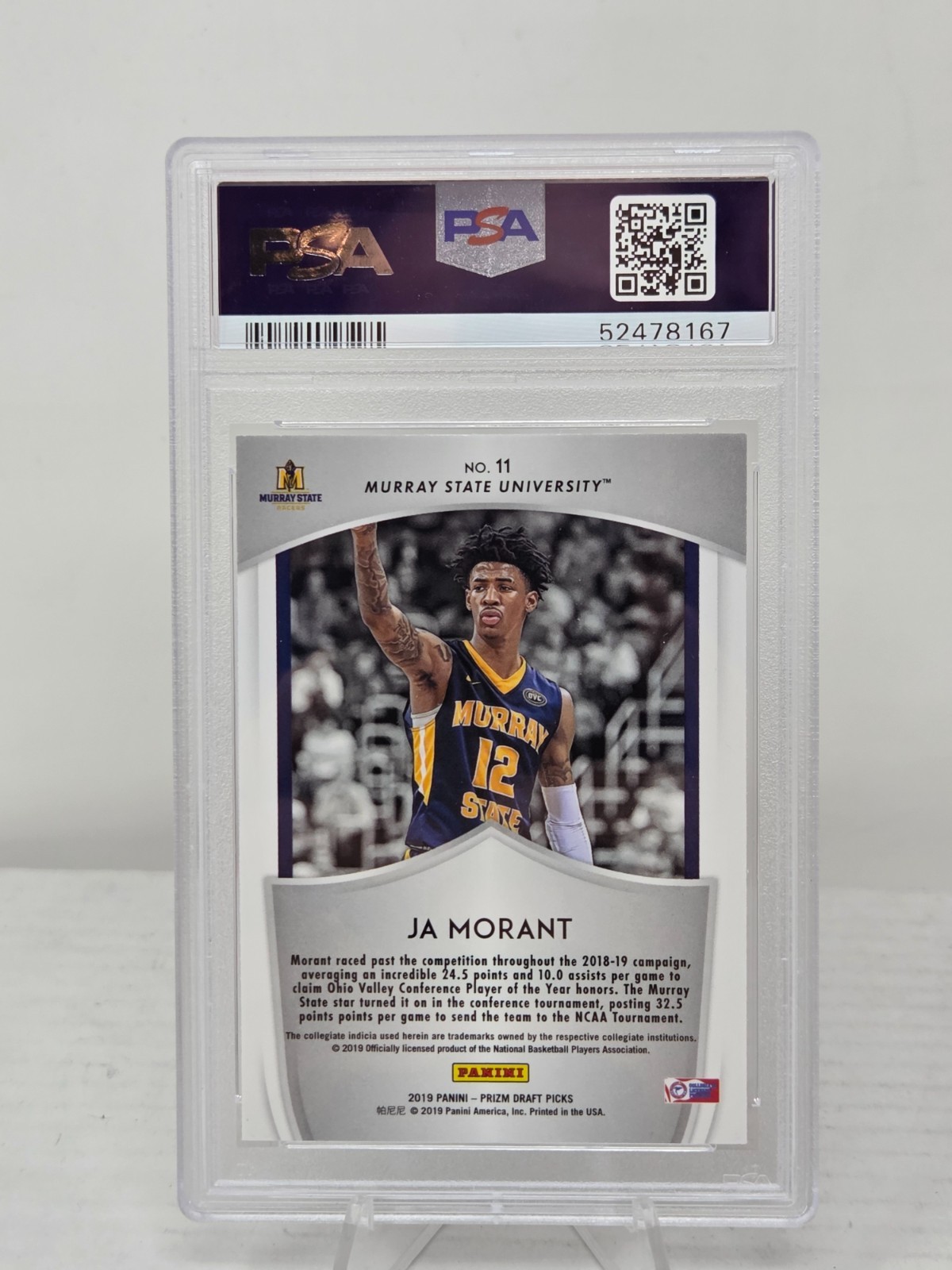 2019 Prizm JA MORANT Rookie Card PSA 10 Gem Mint view 2