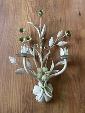 Vintage Shabby Chic Floral TOLEWARE Wall Candle Sconce LIGHT 