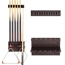 Bamboo Pool Stick Holder Wall Mounted, Billiards Cue Holder, Dark Brown