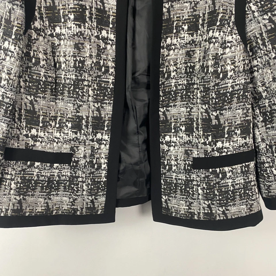 Kasper Open Front Blazer Jacket Size 18 Black Gray White - Image 3 of 4