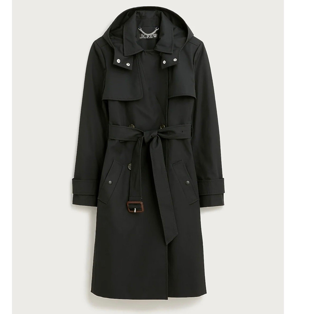 J. Crew Women's Belted Waist Icon Trench Coat Long Sleeve Black Size 4 NWT
