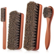 4 Pcs Shoe Brush, Boot Brush, Horse Hair Brush for Leather, Shoe Polish Brush,